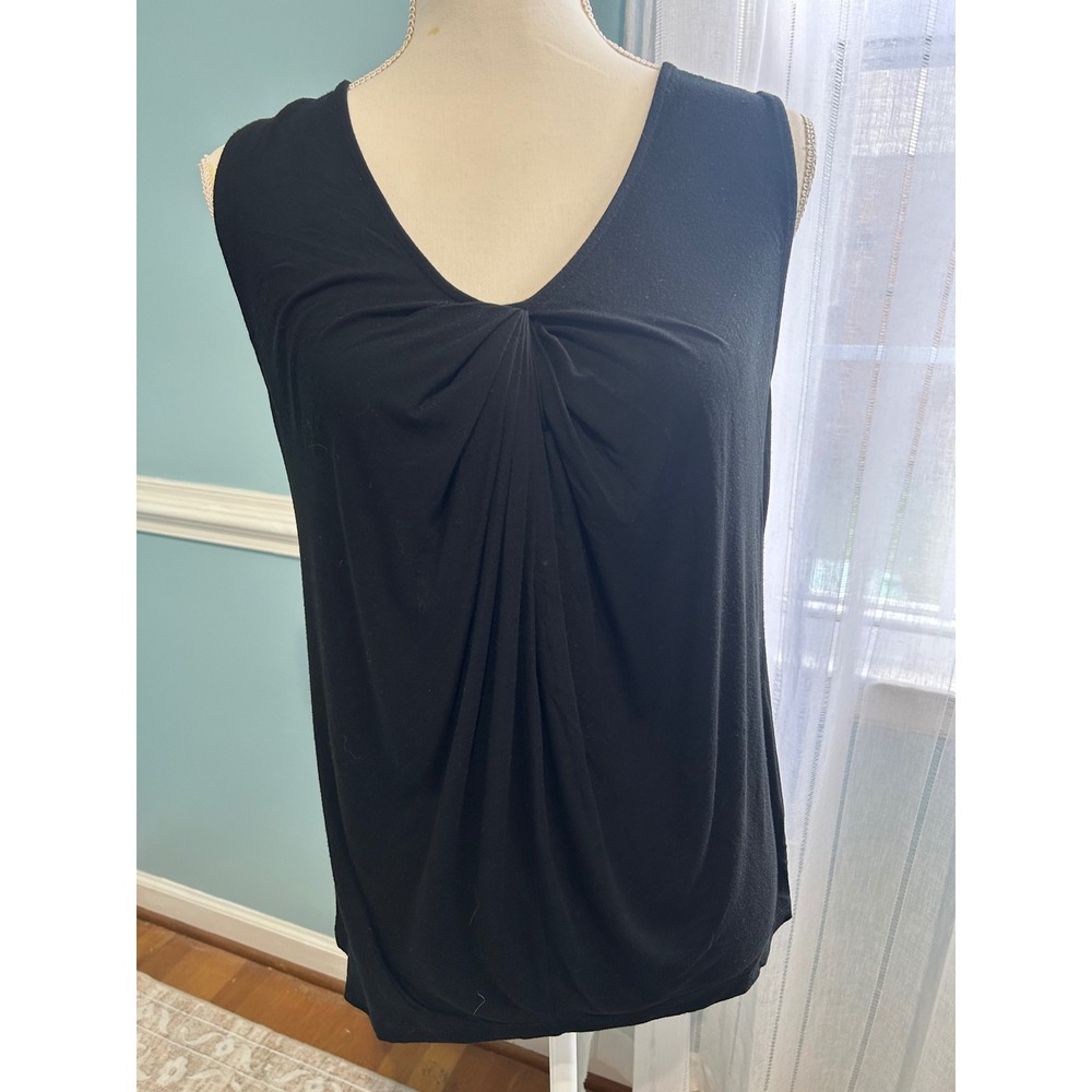 Banana Republic Black‎ Twist Front V-Neck Sleeveless Modal Blend Top Medium